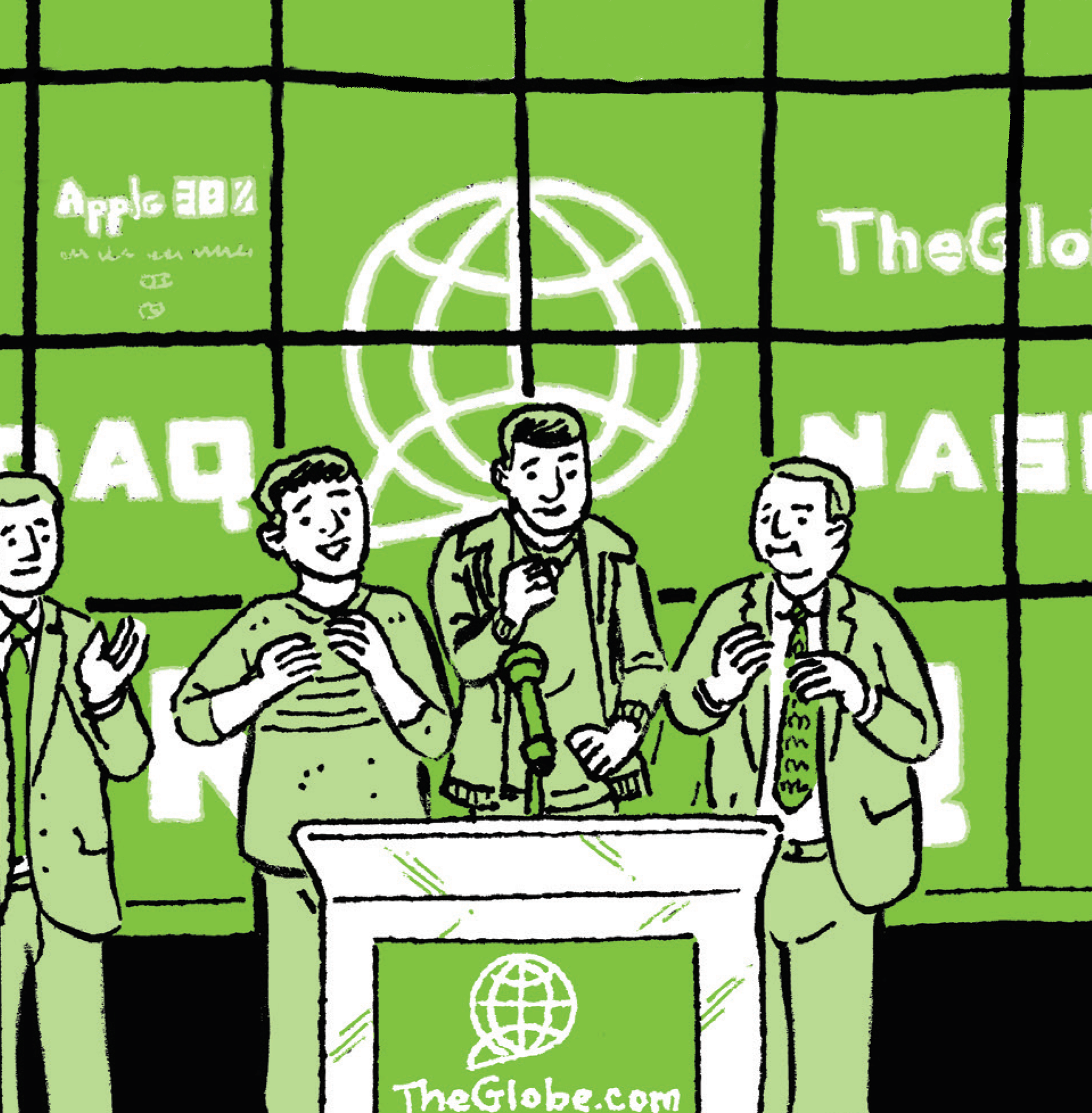 The NASDAQ  IPO bell ringing ceremony for the dot-com firm The Globe.